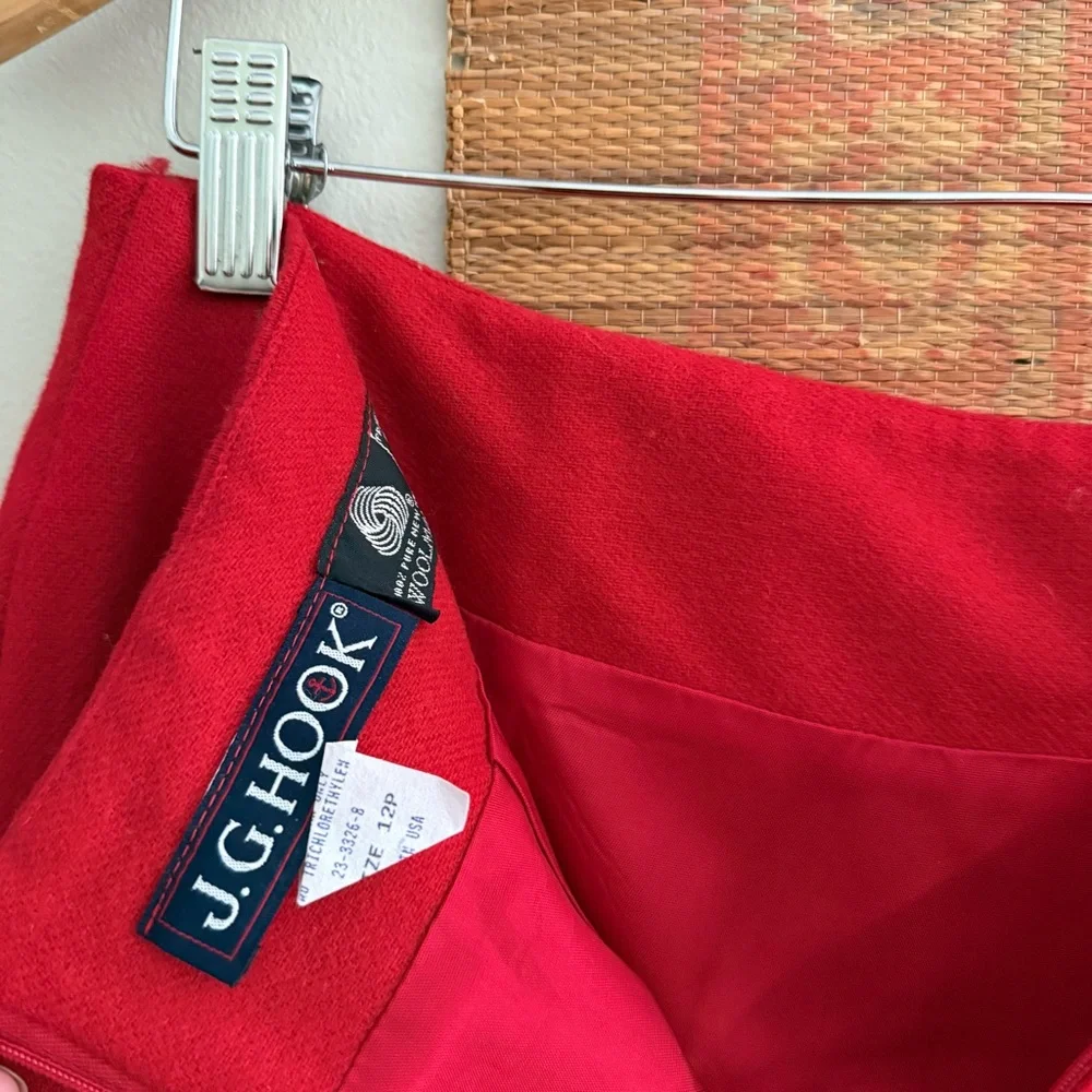 Vintage 90s Red Wool Skirt - Picture 5 of 5